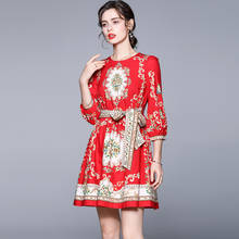 ZUOMAN Women Spring & Summer Elegant Vintage Dress Festa High Quality Lantern Sleeve Party Robe Femme Designer Red Vestidos 2024 - buy cheap