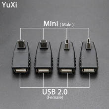 YuXi-Adaptador USB 2,0 tipo A hembra A Mini, adaptador OTG de 5 pines B, 90 grados, conector convertidor, adaptador de carga 2024 - compra barato