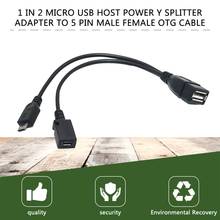 1 в 2 OTG Micro Usb Host Power Y Splitter Usb адаптер для Mirco 5 Pin Мужской Женский кабель прочный Micro USB OTG кабель 2024 - купить недорого