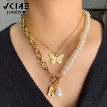 VKME Trendy Multi-layered angel Pendant Necklace For Women NEW Fashion Gold Snake Chain Link Necklace Gifts Jewelry 2024 - buy cheap
