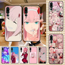 Capa de celular anime zero two, capa preta de luxo na moda, para huawei p mate p10 p20 p30 p40 10 20 smart z pro lite 2019 2024 - compre barato