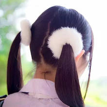 Bandas elásticas de pelo de piel suave hechas a mano para el pelo de las señoras corbatas de un par esponjoso Faux Fur Furry Scrunchies 2024 - compra barato