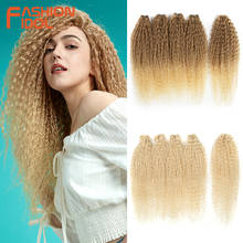 FASHION IDOL Afro Kinky Curly Hair Bundles 5pcs/pack 24 inch Ombre Blonde Nature Black Color Synthetic Hair Weave Bundles Fiber 2024 - купить недорого