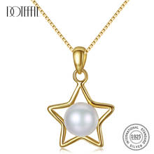 DOTEFFIL-collar de perlas de pentagrama doradas de Plata de Ley 925, colgante de perlas naturales de agua dulce, joyería de perlas, regalo para mujer 2024 - compra barato