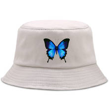 Blue Butterfly Bucket Hat Foldable Cotton Fisherman's Hats Sunscreen Beach Sun Cap Unisex Outdoor Casual Panama Bucket Hats 2024 - buy cheap