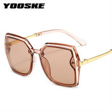 YOOSKE 2021 New Square Frame Sunglasses Men Women Metal Sun Glasses Women Brand Design Sunglass Ladies Vintage Eyeglasses 2024 - buy cheap