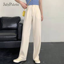 Jjulho palette calças femininas casuais de cor sólida, com cintura alta larga, calças justas para mulheres 2020 outono elegante 2024 - compre barato