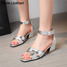 Silver Gold Gladiator Sandals Summer High Heels Shiny Woman Buckle Strap Pumps Casual Ladies Shoes Sandalias mujer size 32-43 2024 - buy cheap