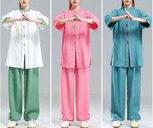 Uniformes de kung fu y tai chi para mujer, trajes de artes marciales, ropa taijiquan, ropa wushu de verano, algodón y lino 2024 - compra barato