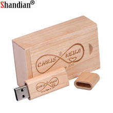 Shandian pen drive usb pessoal personalizado, logotipo gratuitamente, pendrive de madeira com caixa de 64gb 32gb 16gb 4gb em formato de u disk de cartão de memória, presente pessoal 2024 - compre barato