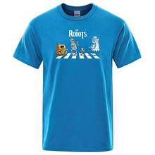 Хлопковая мужская футболка с принтом дроидов, футболка RoboTop, новинка, мужские футболки, модные топы 2024 - купить недорого