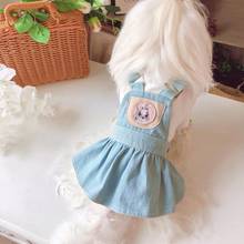 Primavera outono vestido de cachorro denim saia gato filhote de cachorro chihuahua roupas yorkie poodle bichon pomeranian schnauzer traje do animal de estimação 2024 - compre barato