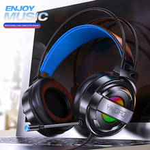 Headset gamer estéreo com fio, fones de ouvido com som surround e microfone usb colorido e leve para pc, notebook 2024 - compre barato