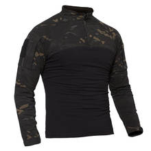 Camiseta masculina de manga longa de algodão camuflada, camiseta esportiva militar para combate, airsoft 2024 - compre barato