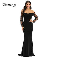 Ziamonga Off The Shoulder Strapless Mermaid Dress Bodycon Backless Lace Long Dress Red Black Sexy Floor Length Club Maxi Dresses 2024 - buy cheap