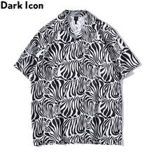 Camisa havaiana masculina icon zebra, camisa masculina leve de material fino, blusa masculina 2024 - compre barato