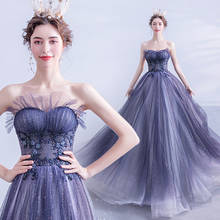 Vestido de festa feminino, nova coleção azul marinho com lantejoulas, contraste, festa, baile, formatura, frete grátis 2024 - compre barato