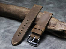 Handmade crude line Retro 23mm High Quality watch Strap band Crazy Horse Hide watchband Genuine Leather Wristband man thick Belt 2024 - buy cheap