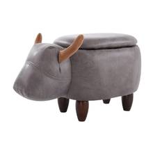 Multi-Functional Upholstered Ride-On Animal Ottoman Footrest Stool With Storage Animal-Like Features Creative for Kids and Adult 2024 - buy cheap