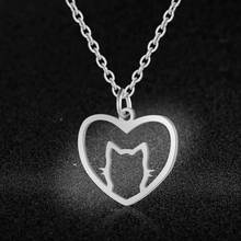 AAAAA Quality 100% Stainless Steel Heart Cat Charm Necklace for Women Never Tarnish Jewelry Necklace Fashion Charm Necklaces 2024 - buy cheap