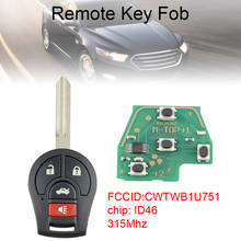 Llave remota inteligente para coche, llave Universal negra de 4 botones, 315MHz, con Chip 46 y hoja sin cortar, CWTWB1U751, compatible con Nissan Rogue 2008 - 2016 2024 - compra barato