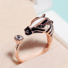 Hot Sale Women Fashion Zebra Horse Head Adjustable Index Finger Opening Ring Characteristic Jewelry 2024 - купить недорого