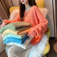 New Fashion 2022 Women Autumn Winter V-Neck Sweater Pullovers Warm Knitted Sweaters Pullover Lady 2024 - buy cheap