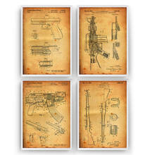 Vintage Automatic Rifle Gun And Pistol Set Of 4 Patents Blueprint Poster Canvas Painting Print Wall Décor Living Home Art 2024 - buy cheap