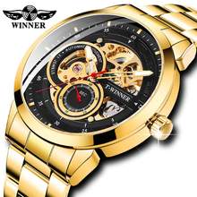 Relógio masculino mecânico dourado de aço inoxidável, com ponteiros luminosos automáticos para homens 2024 - compre barato