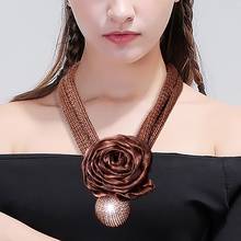Colares com pingente de pérola, colares grandes com imitação de pérola, para mulheres, flor de rosa, corda grossa, jóias ajustáveis 2024 - compre barato