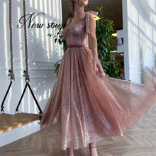 Dubai glitter sweetheart a line vestidos de baile rosa dourado vestido de noite abendkleider 2021 robe de soiree vestido de noite feminino 2024 - compre barato