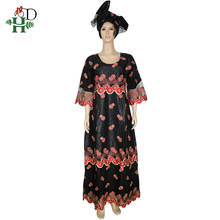 H & d frisado vestidos de renda para as mulheres africano bazin vestido com laço de cabeça senhoras mais tamanho dashiki vestidos de africano vestido feminino 2021 2024 - compre barato