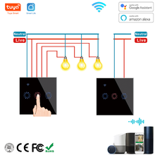Interruptor inteligente con WiFi para el hogar, Panel de pared táctil bidireccional, por aplicación con Control remoto, funciona con Alexa y Google Home, Tuya, UK, EU, estándar 2024 - compra barato