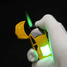 Linterna inusuales, encendedor Turbo para coche, encendedor LED de Gas butano inflado, encendedor de cigarrillo, encendedor de llama verde a prueba de viento 2024 - compra barato