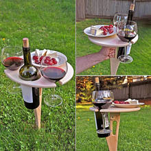 Mesa de vino portátil para exteriores, Mini mesa de Picnic de madera, plegable y redonda, fácil de llevar, para jardín, HY99 2024 - compra barato