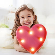 decorative wall lighting bedside lamp Red Pink heart led lamp 3D children night light girls gifts Bedroom decoration lighting 2024 - buy cheap