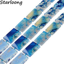 Natural Gem Stone Flat Rectangle Blue Sakura Cherry Slab Slice Blossom Agates Loose Strand Nugget Beads for DIY Jewelry Making 2024 - buy cheap