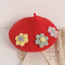 Toddler Kids Girls Berets Princess Floral Caps Infant Children 3D Flowers Beanies Hats Autumn Winter Warm Caps 2024 - buy cheap