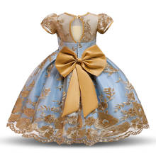 Vestido de princesa tutu bordado infantil, roupa feminina elegante para festa de casamento, 1 a 10 anos 2024 - compre barato