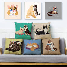 Cubierta de cojín estampada con dibujos animados para gato y perro, funda de almohada corta de felpa, Fundas de almohadas de decoración para el hogar, fundas de almohada de animales, 45x45cm 2024 - compra barato