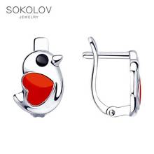 SOKOLOV drop earrings with stones in silver with enamel, fashion jewelry, 925, women's/men's, male/female, long earrings 2024 - buy cheap