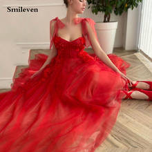 Smileven-vestidos de baile de graduación de línea A con corazón rojo, longitud hasta el tobillo, tirantes finos, vestidos de fiesta de graduación con flores 3D, vestidos de noche 2024 - compra barato