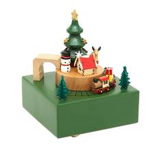 Wood Carved Mechanism Musical Box Wind Up Music Box Moving Train DIY Wooden Music Box Christmas Singing Music Gift Box 2024 - buy cheap