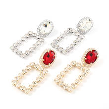 Fashion Metal Square Rhinestone Glass Geometric Earrings Women's Creative Popular Dangle Earrings Party Jewelry Accessories 2024 - buy cheap