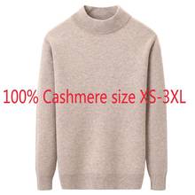 New Winter Thickening 100% Pure Cashmere Men Half High Collar Knitted Bottom Sweater Computer Knitted Pullovers Plus Size XS-3XL 2024 - buy cheap