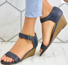 Sandalias de tacón alto para mujer, zapatos de tacón alto salvajes con hebilla de palabra, de talla pequeña 35-43 sandalias romanas, verano 2021 2024 - compra barato