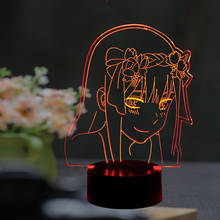 Светодиодный ночник Darling in The FRANXX с 3D иллюзией, ночник Zero Two, лампа в стиле аниме, 16 цветов, украшение для детской комнаты, цветной светильник с дистанционным управлением для девочек 2024 - купить недорого