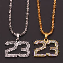 Hip hop basquete lenda número 23 pingente colares de cristal bling ouro cubano corrente colar jóias para o homem namorado presente 2024 - compre barato