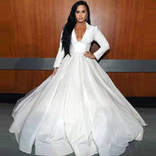 Женская длинная юбка с завышенной талией, элегантная белая плиссированная атласная юбка-макси для торжественных вечеринок, на заказ 2024 - купить недорого