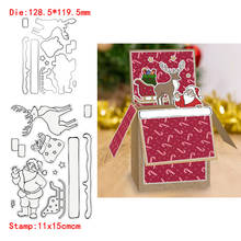 Santa Claus Sled Elk Gift Bag Stars Metal Cutting Dies&Transparent Clear Stamps For DIY Scrapbooking Album paper Cards New 2020 2024 - buy cheap